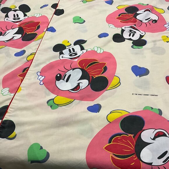 Vintage Minnie Mouse Mickey Mouse Hearts Duvet Cover Bedding 67" x 86" - Picture 2 of 4